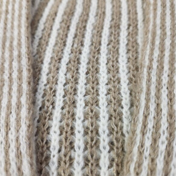 Fortune & Ivy White & Taupe Stripped Long Open Cardigan Women's Size L - Picture 11 of 15